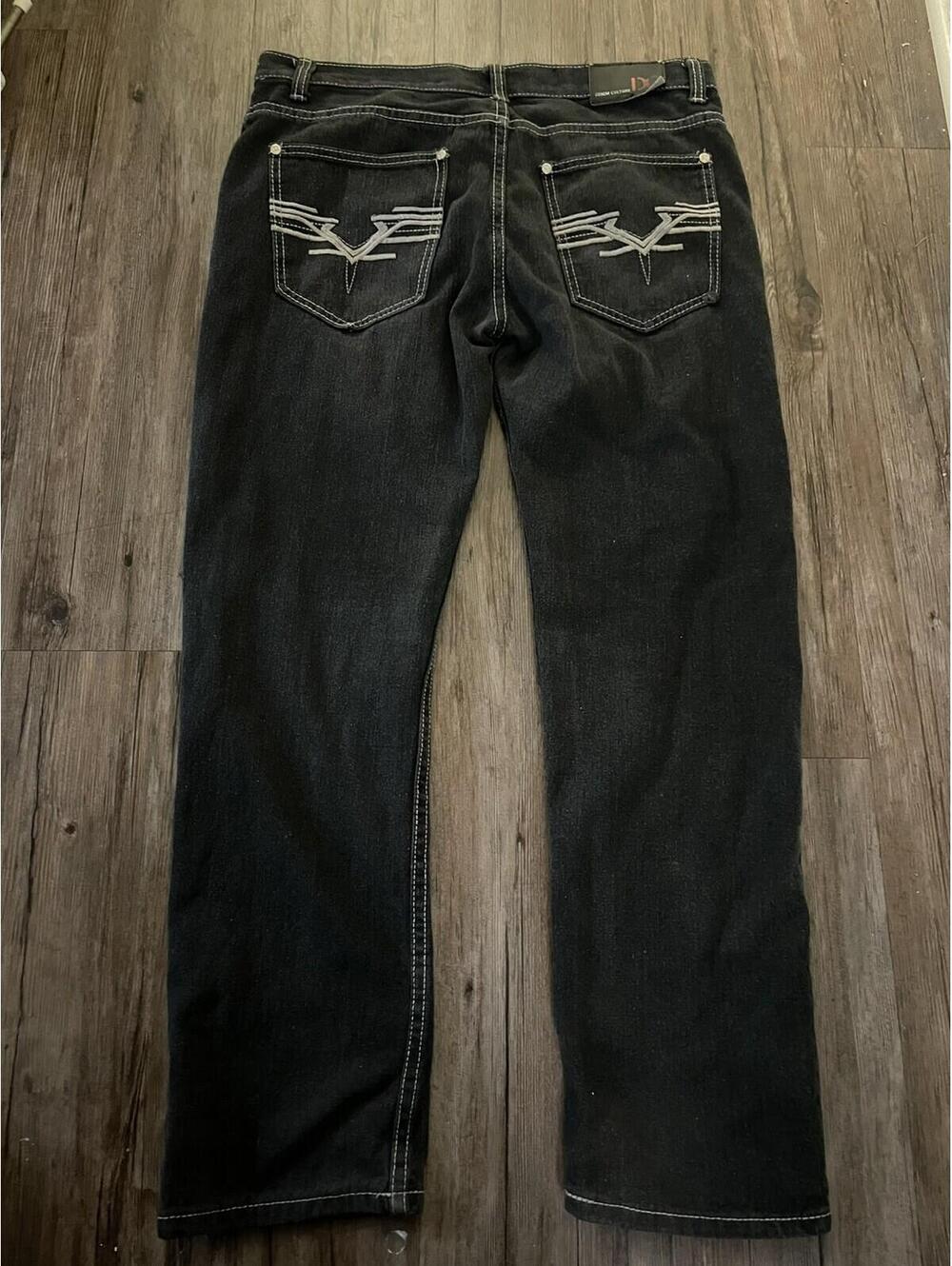 Denim Culture Men’s Straight Black Jeans 34x30 Grunge